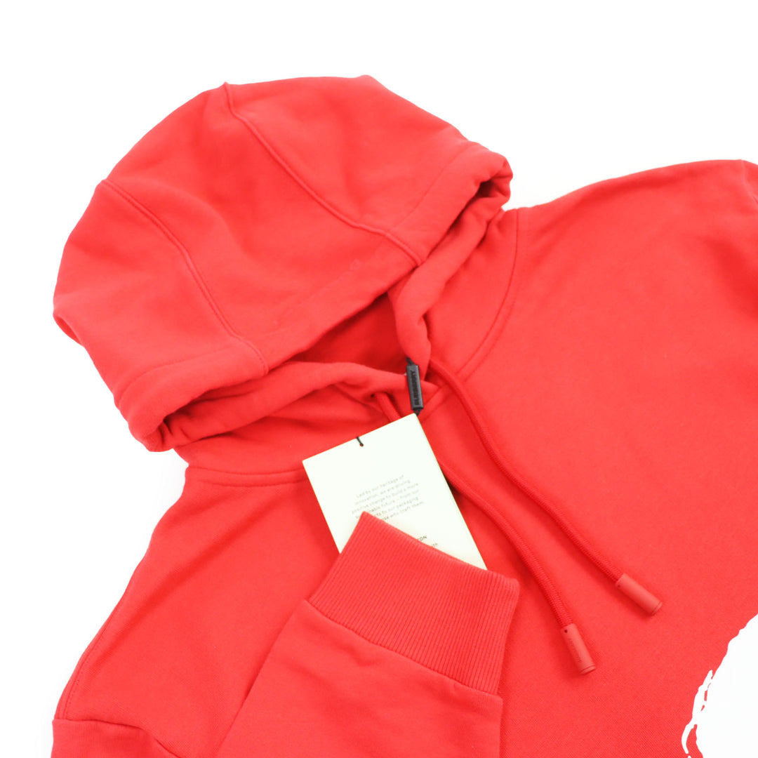 Pristine BURBERRY hoodie LOVE Print Oversized Pullover Hoodie Red cotton mens S 8038129