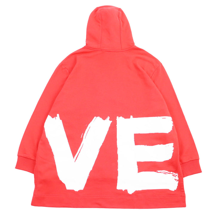 Pristine BURBERRY hoodie LOVE Print Oversized Pullover Hoodie Red cotton mens S 8038129