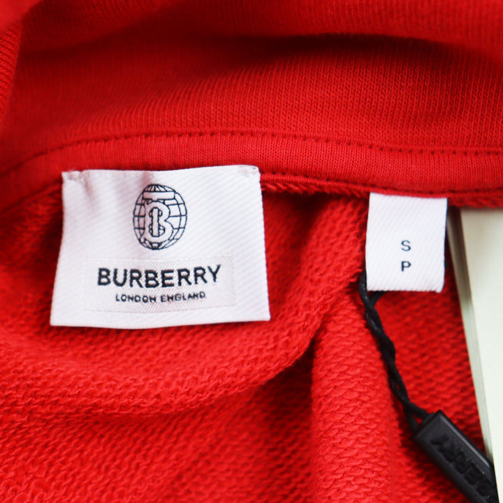Pristine BURBERRY hoodie LOVE Print Oversized Pullover Hoodie Red cotton mens S 8038129