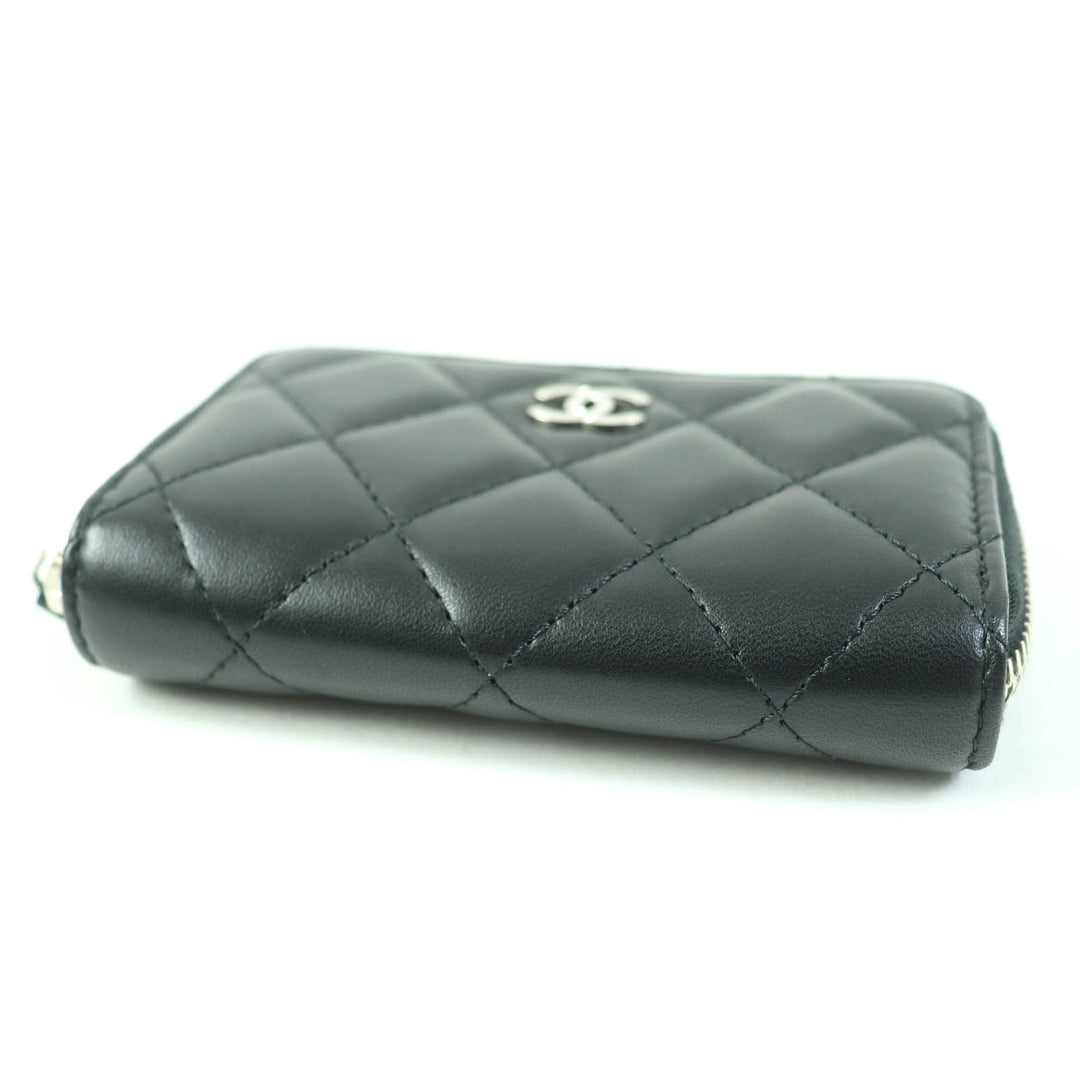 Excellent CHANEL Coin case COCO Mark Matelasse Classic black lambskin Women AP0216
