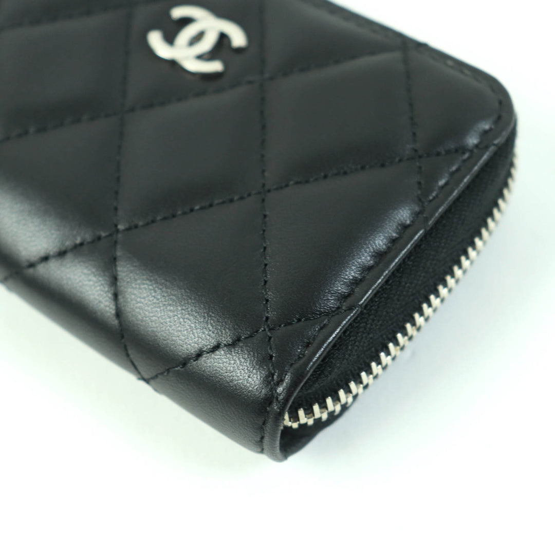 Excellent CHANEL Coin case COCO Mark Matelasse Classic black lambskin Women AP0216