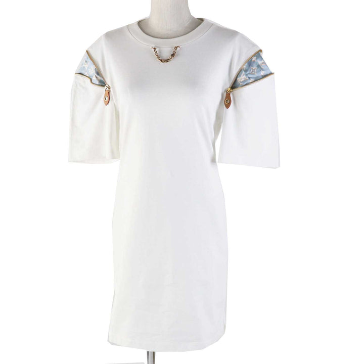 Pristine LOUIS VUITTON one piece Zipper sleeve T-shirt dress White XS 1ABRXK