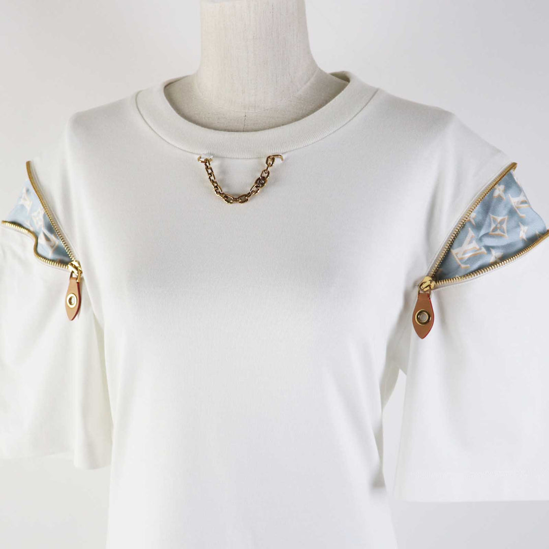 Pristine LOUIS VUITTON one piece Zipper sleeve T-shirt dress White XS 1ABRXK