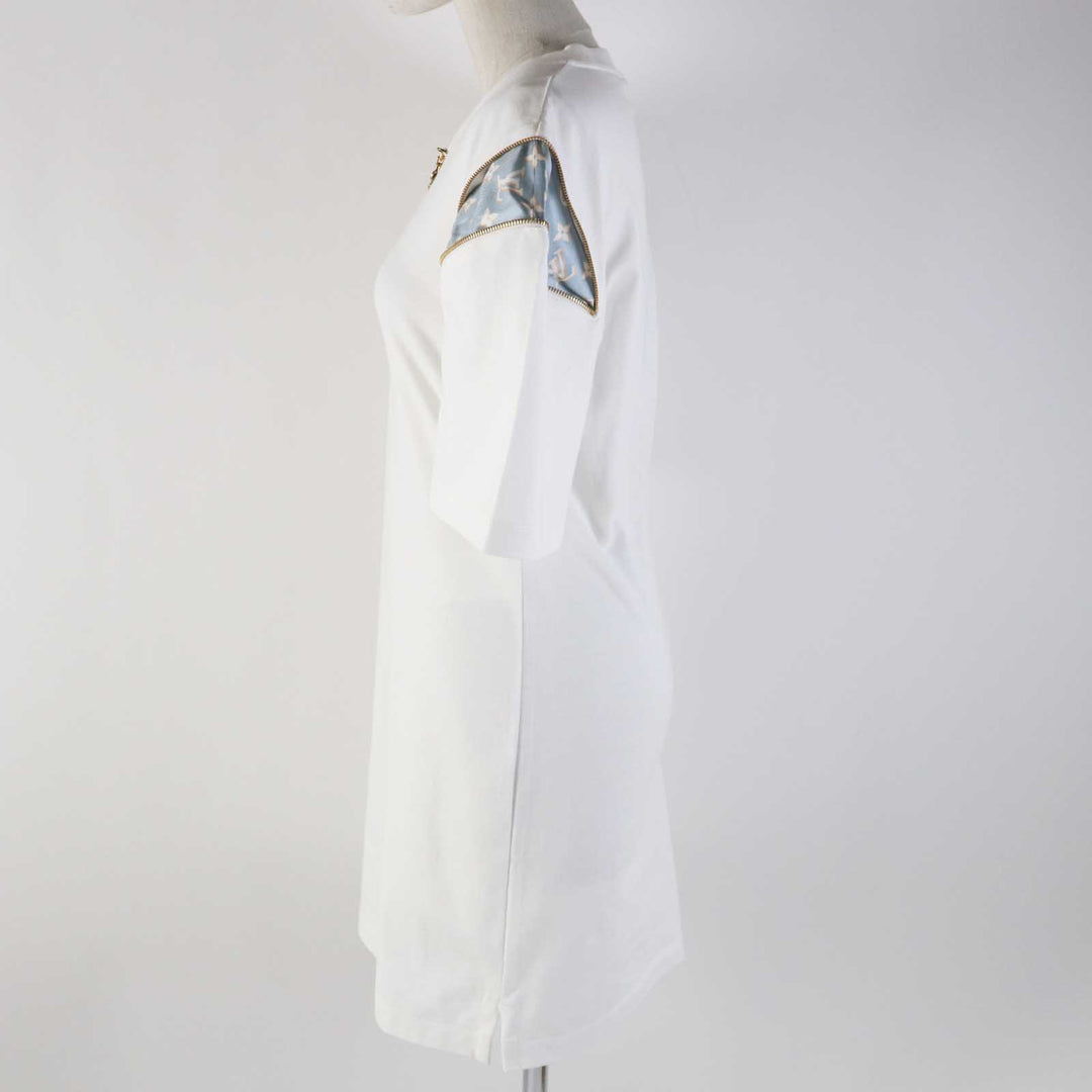 Pristine LOUIS VUITTON one piece Zipper sleeve T-shirt dress White XS 1ABRXK