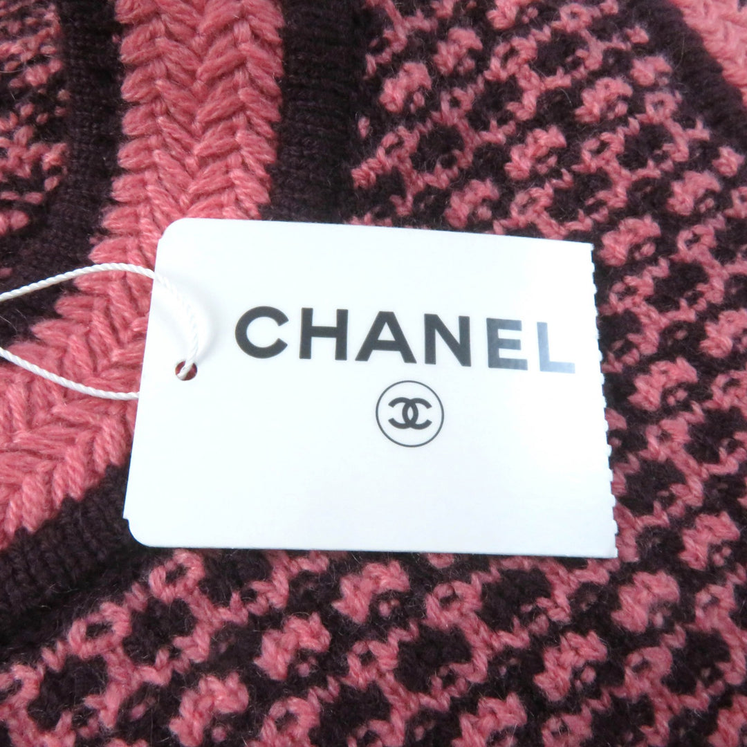 Pristine CHANEL one piece COCO Mark Buttoned Pink brown cashmere Women 36