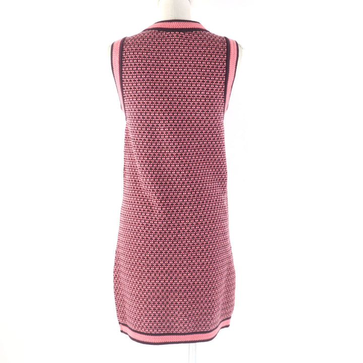 Pristine CHANEL one piece COCO Mark Buttoned Pink brown cashmere Women 36 P75435K10790