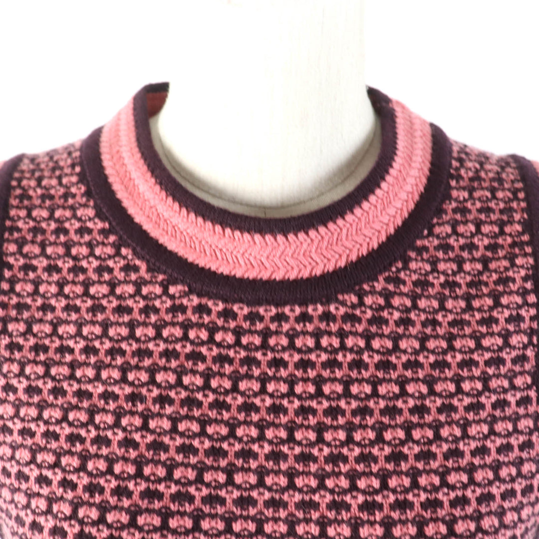 Pristine CHANEL one piece COCO Mark Buttoned Pink brown cashmere Women 36 P75435K10790