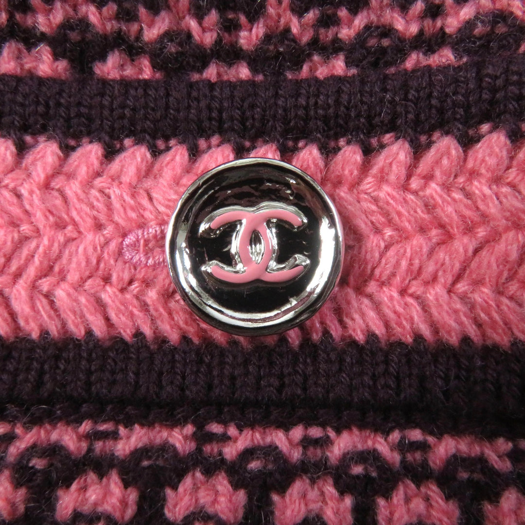 Pristine CHANEL one piece COCO Mark Buttoned Pink brown cashmere Women 36 P75435K10790