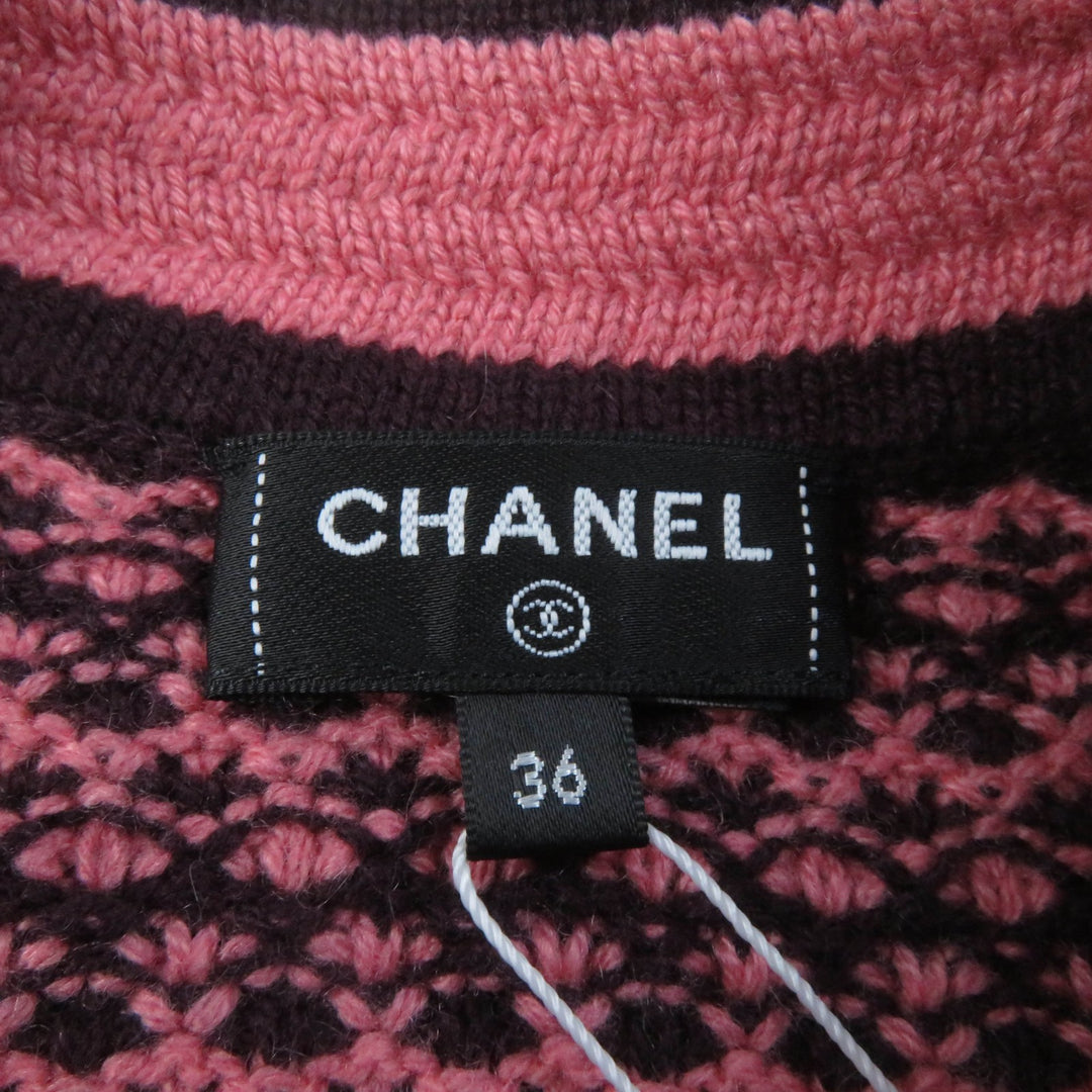 Pristine CHANEL one piece COCO Mark Buttoned Pink brown cashmere Women 36 P75435K10790