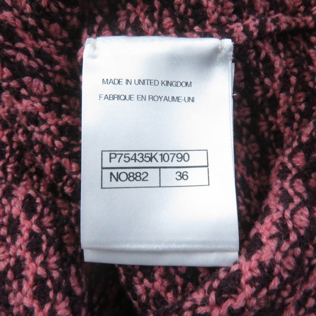 Pristine CHANEL one piece COCO Mark Buttoned Pink brown cashmere Women 36