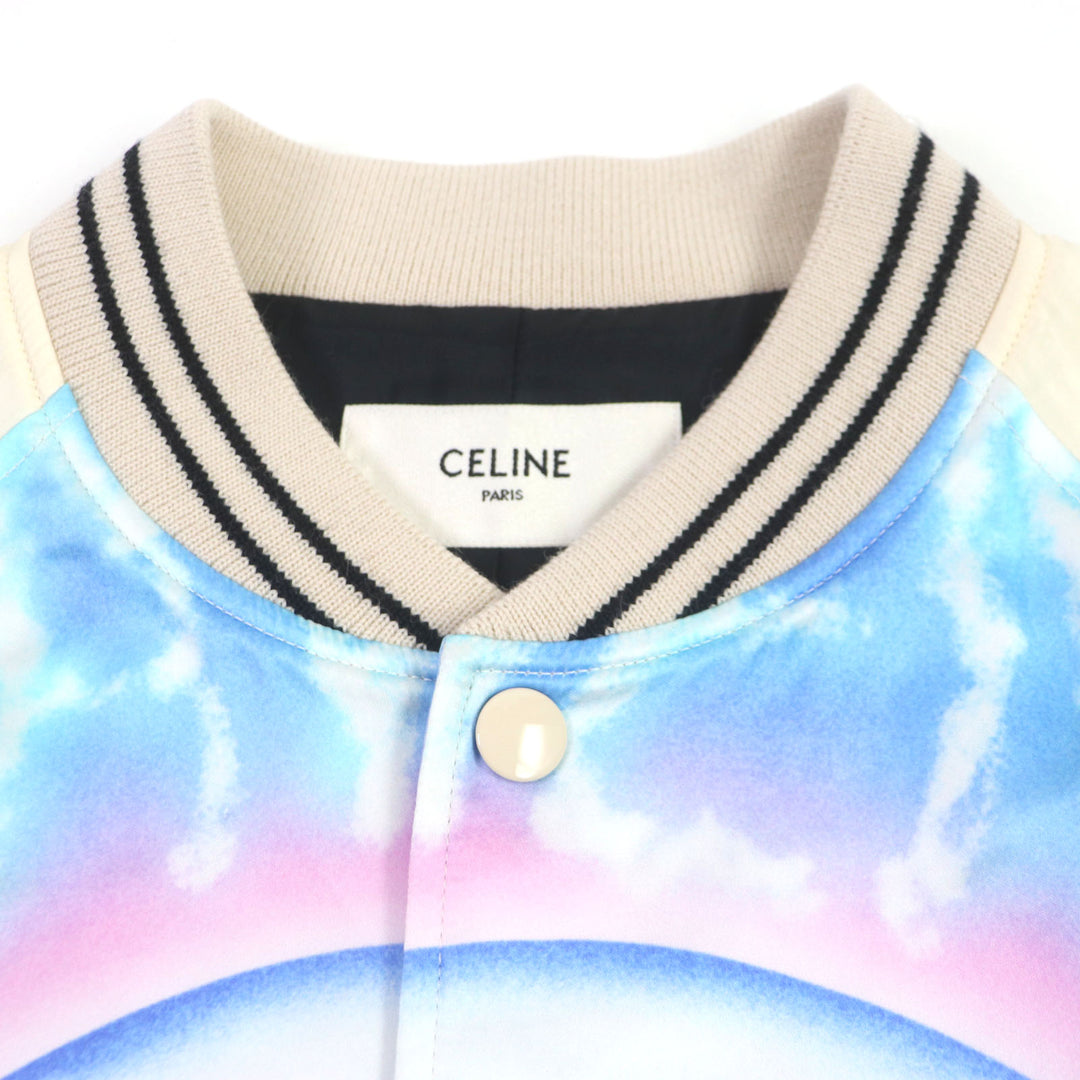 Excellent CELINE Stajan Teddy Jacket With Satin Artist Print Rayon 50 2V28H353Q