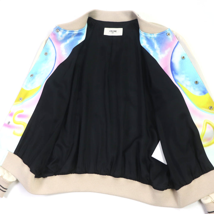 Excellent CELINE Stajan Teddy Jacket With Satin Artist Print Rayon 50 2V28H353Q