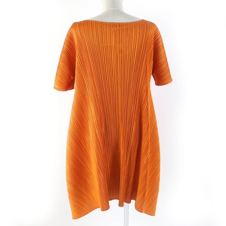 Great PLEATS PLEASE one piece Short sleeves, knee length, flare Orange polyester Women 3 PP81-JH403