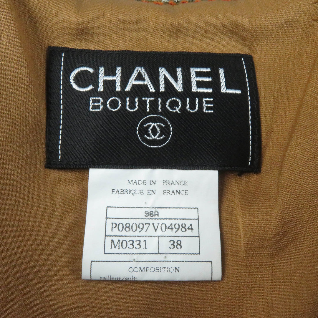 Excellent CHANEL setup COCO Mark buttoned jacket + skirt suit Brown Women