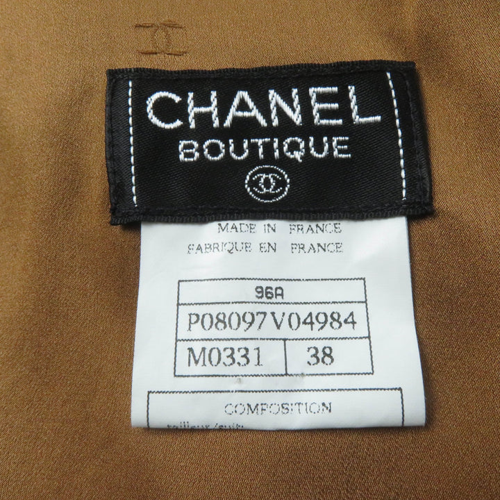 Excellent CHANEL setup COCO Mark buttoned jacket + skirt suit Brown Women