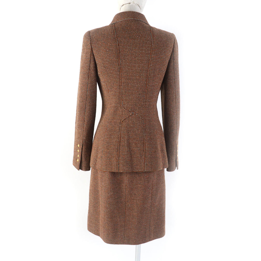 Excellent CHANEL setup COCO Mark buttoned jacket + skirt suit Brown Women 38 P08097 96A