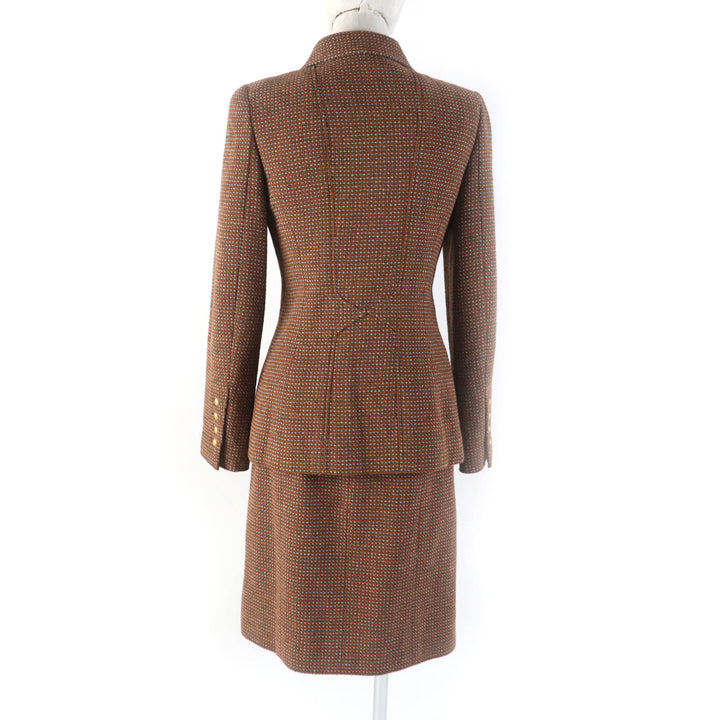 Excellent CHANEL setup COCO Mark buttoned jacket + skirt suit Brown Women 38 P08097 96A