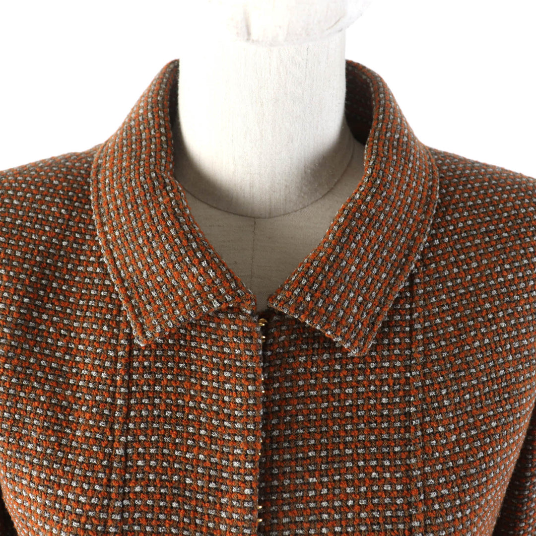 Excellent CHANEL setup COCO Mark buttoned jacket + skirt suit Brown Women 38 P08097 96A