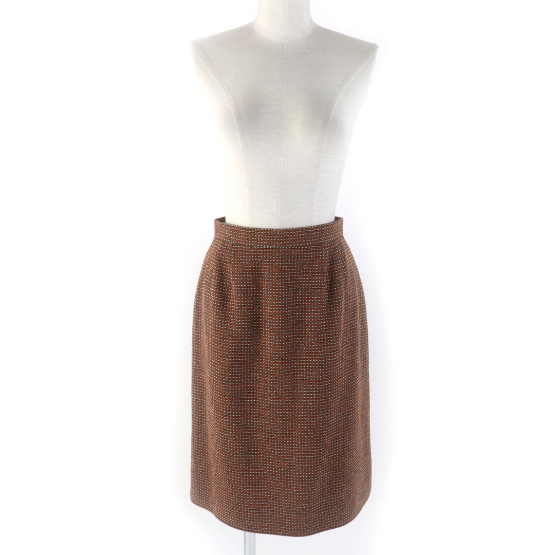 Excellent CHANEL setup COCO Mark buttoned jacket + skirt suit Brown Women 38 P08097 96A