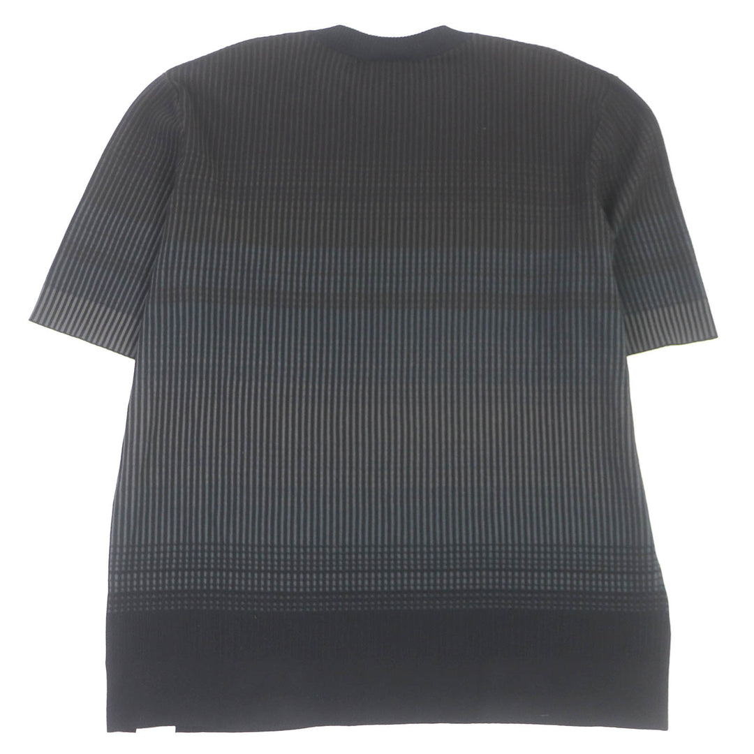 Pristine HERMES Short sleeve knit stripe Black series cotton mens XXL