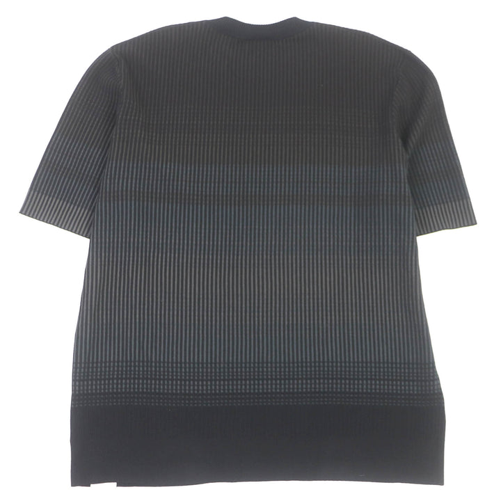 Pristine HERMES Short sleeve knit stripe Black series cotton mens XXL