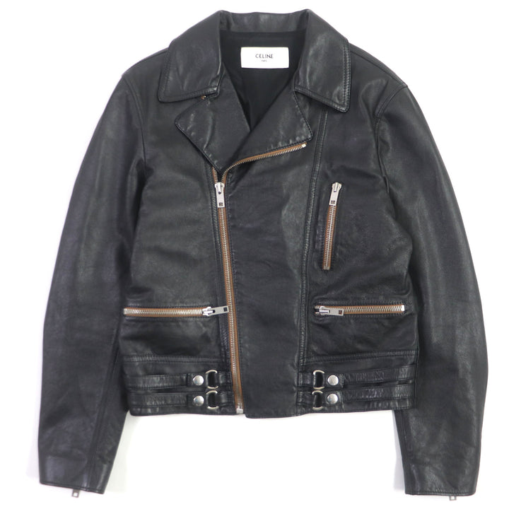Excellent CELINE Leather jacket black Cupra mens 48 2E467297D