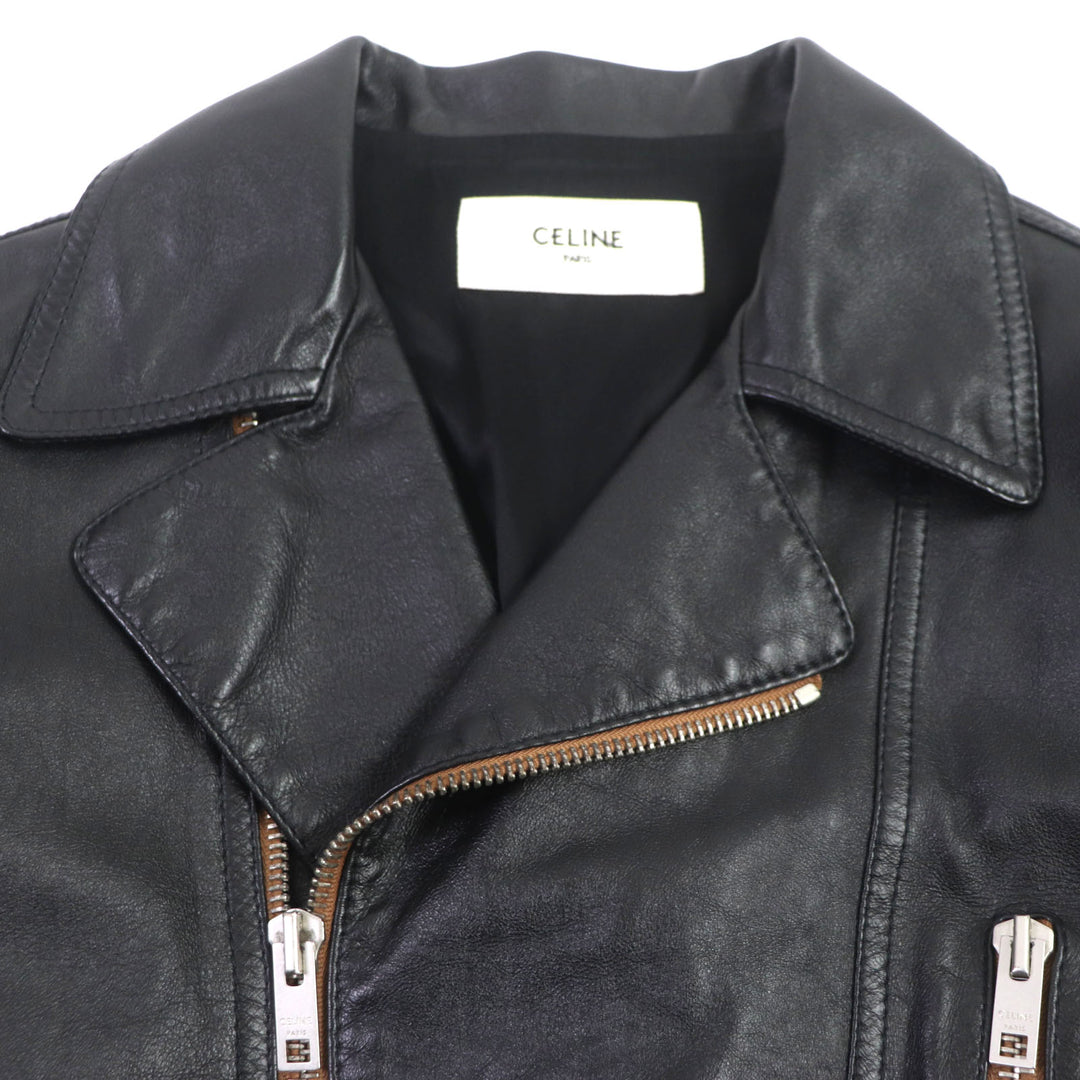 Excellent CELINE Leather jacket black Cupra mens 48 2E467297D