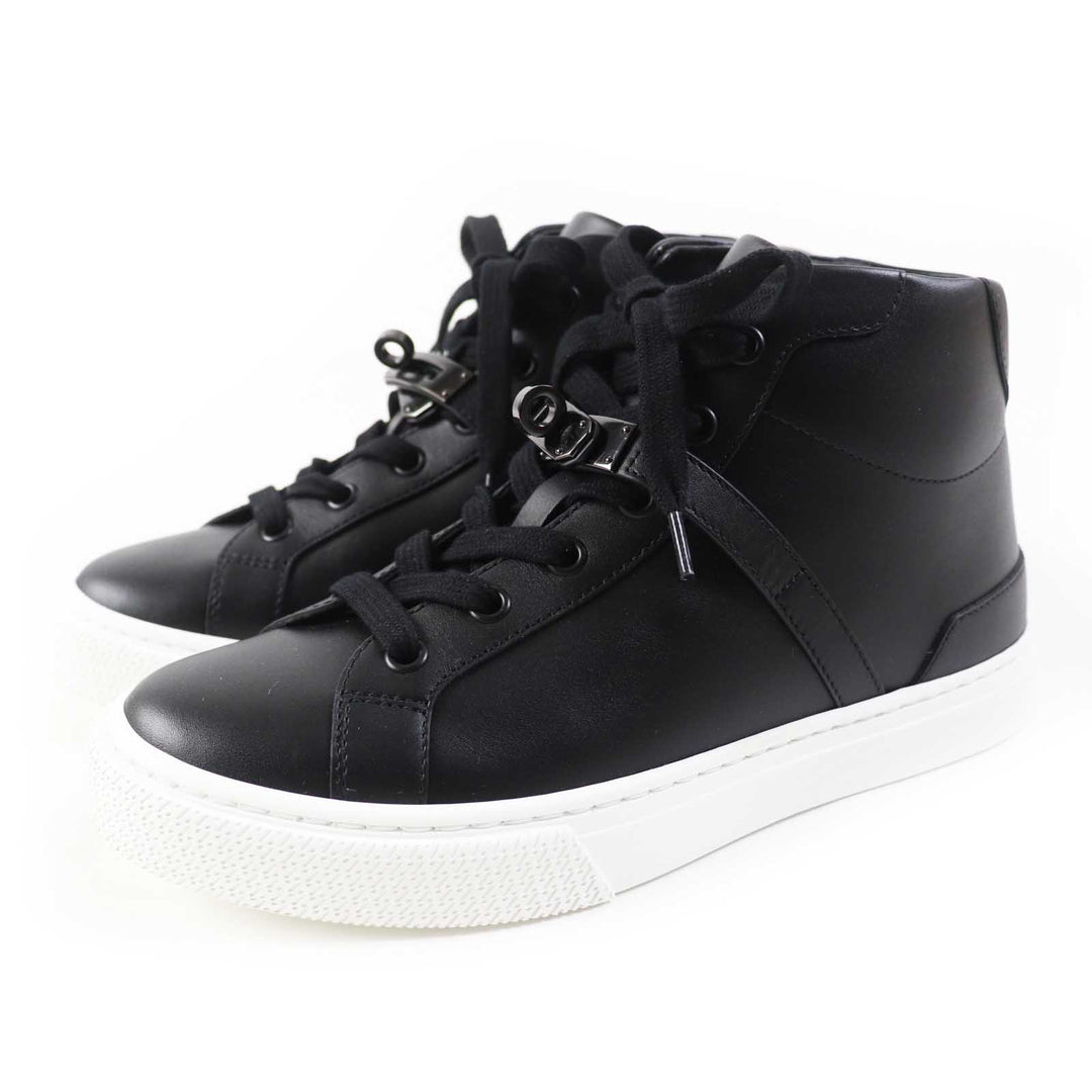 Excellent HERMES High cut sneakers Daydream black leather Women 36 RG222183Z