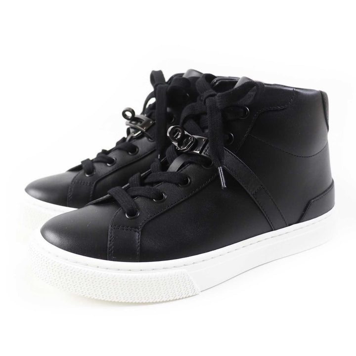 Excellent HERMES High cut sneakers Daydream black leather Women 36 RG222183Z