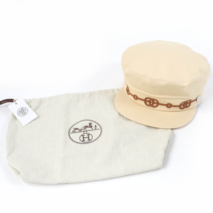 Great HERMES Casquette Kabul Cricket beige cotton Women 56