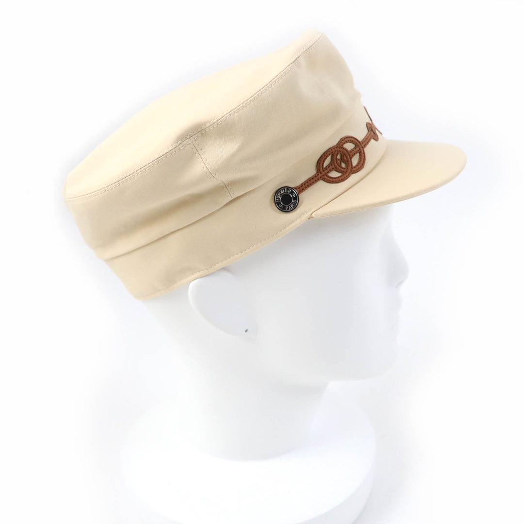 Great HERMES Casquette Kabul Cricket beige cotton Women 56