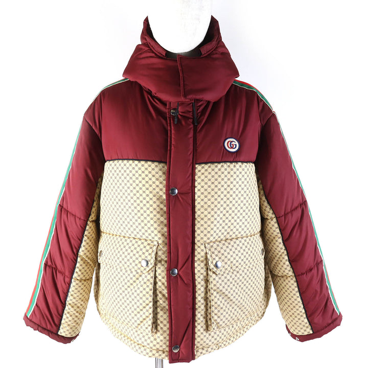 Pristine GUCCI Jacket PARACHUTE NYLON PADDED GG Bordeaux Nylon Women 38 663279