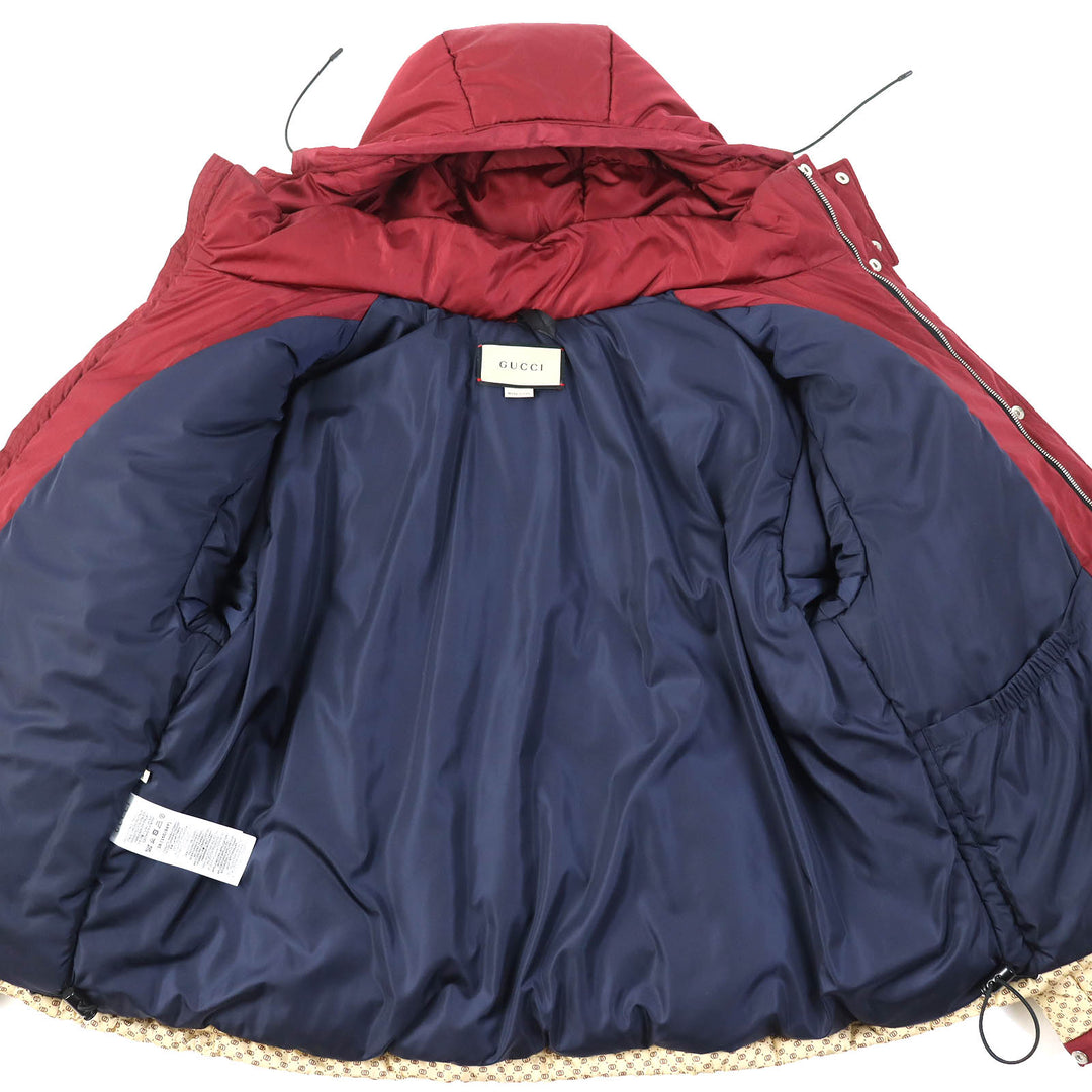 Pristine GUCCI Jacket PARACHUTE NYLON PADDED GG Bordeaux Nylon Women 38 663279
