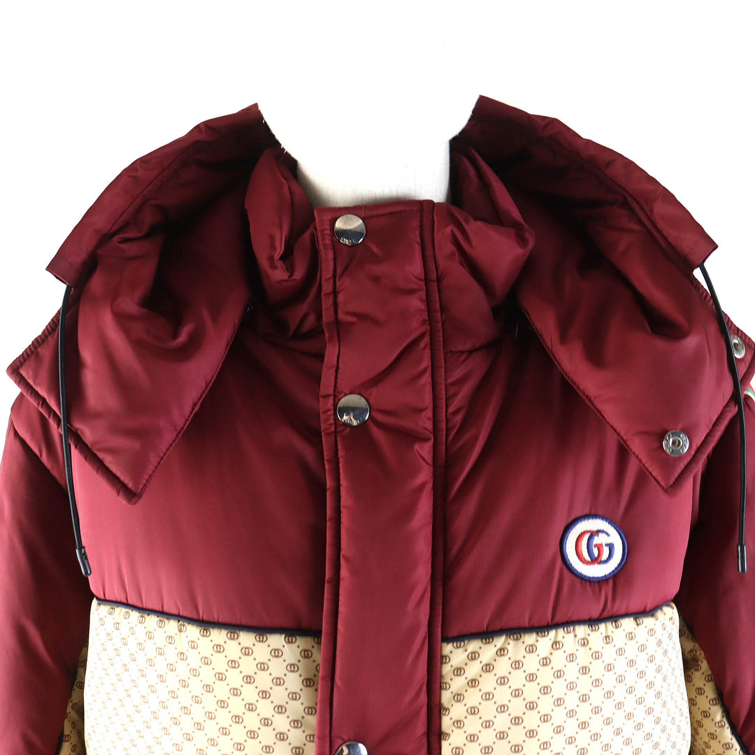 Pristine GUCCI Jacket PARACHUTE NYLON PADDED GG Bordeaux Nylon Women 38 663279