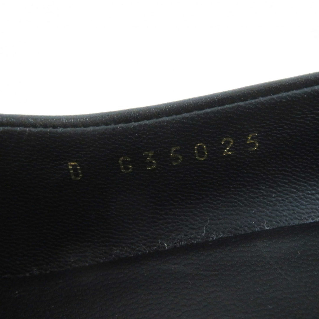 Great CHANEL pumps Round toe with COCO Mark black leather Women 36 G35025
