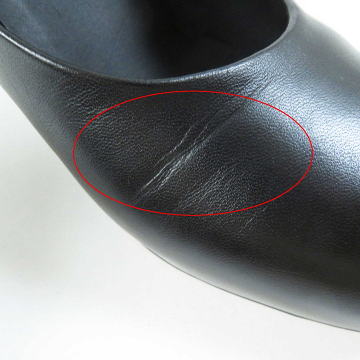 Great CHANEL pumps Round toe with COCO Mark black leather Women 36 G35025