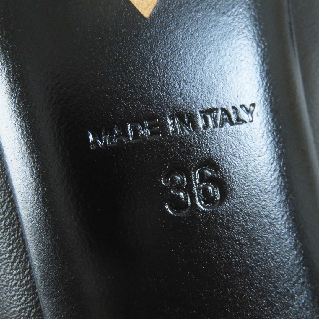 Great CHANEL pumps Round toe with COCO Mark black leather Women 36 G35025