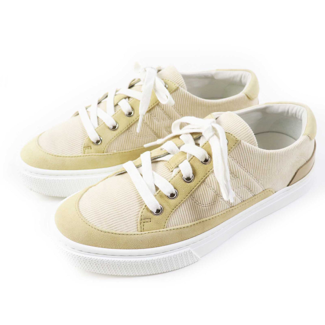 Excellent HERMES sneakers DEEP beige Suede leather Women 38.5 222189Z