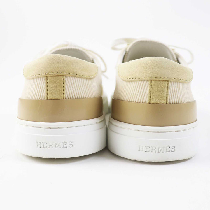 Excellent HERMES sneakers DEEP beige Suede leather Women 38.5 222189Z