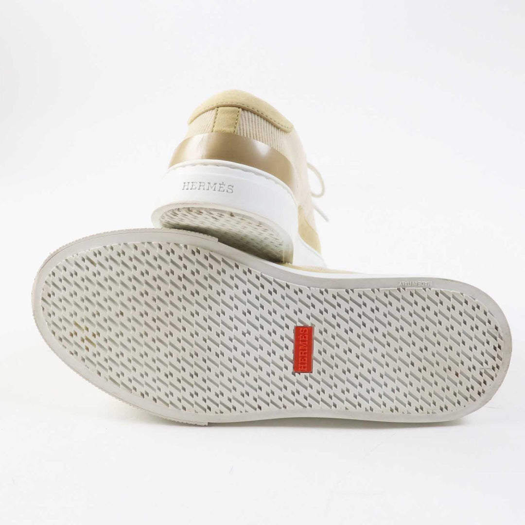 Excellent HERMES sneakers DEEP beige Suede leather Women 38.5 222189Z