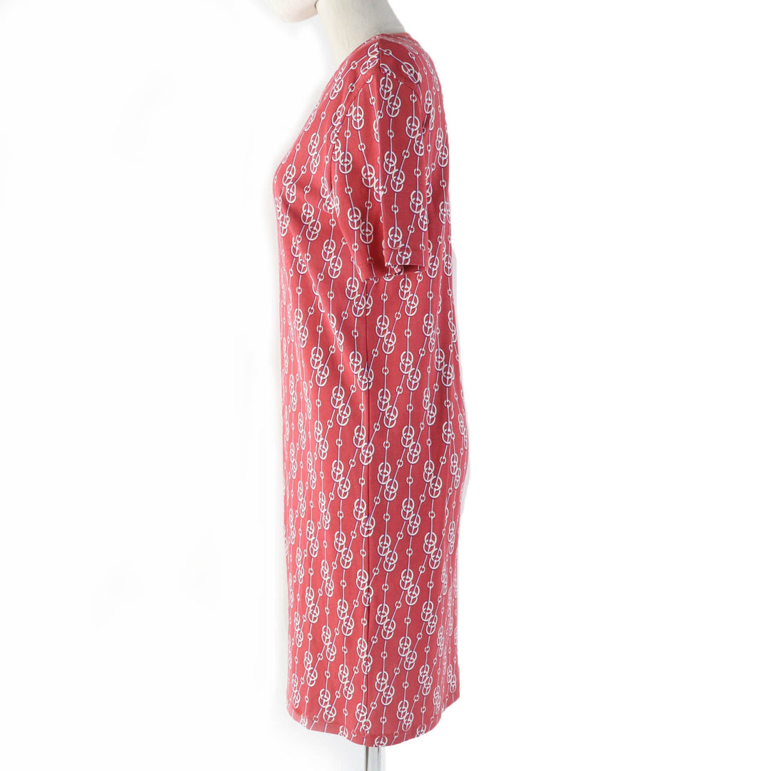 Excellent HERMES one piece Short Sleeve Red series cotton Women 34 2E4501DG