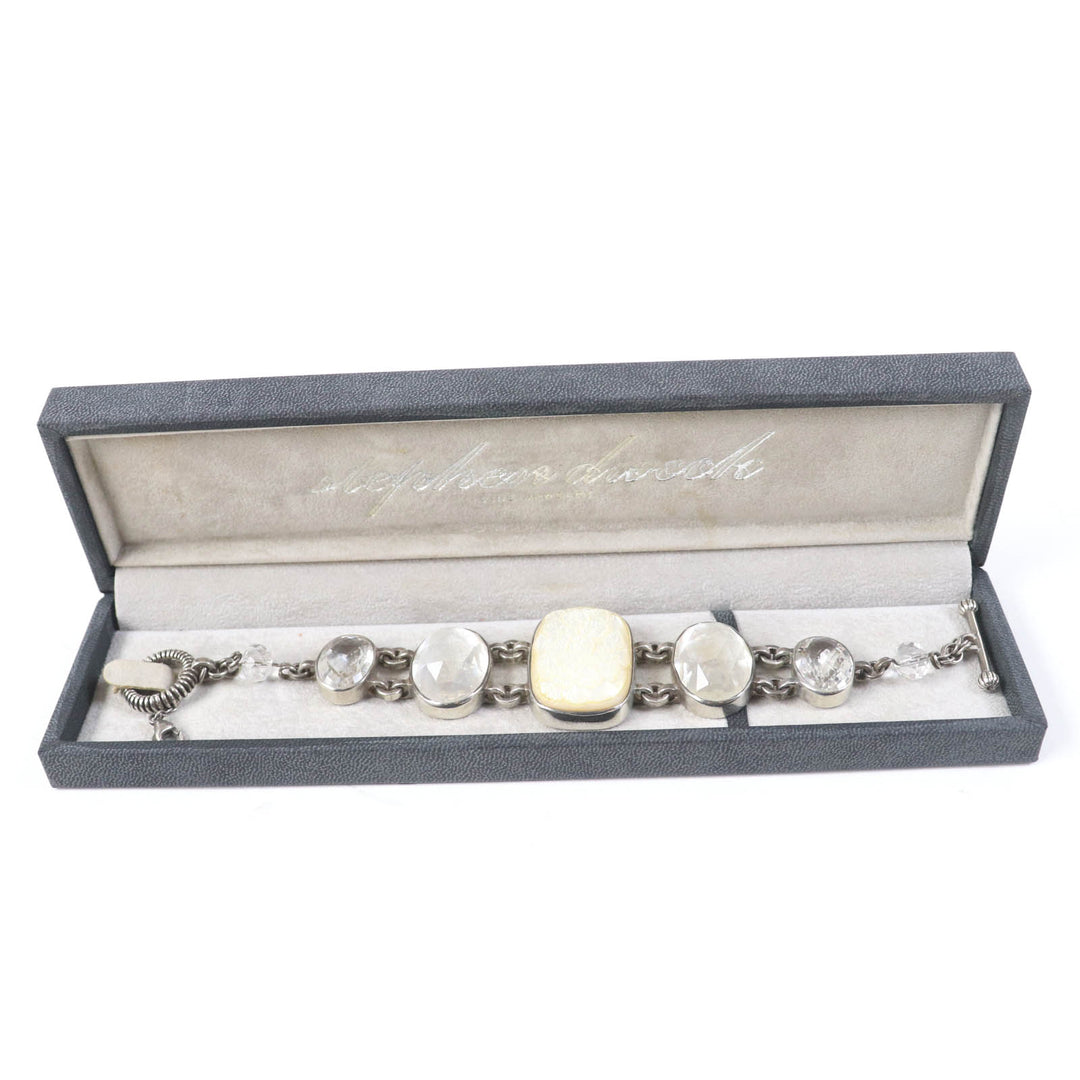 Great STEPHENDWECK bracelet Mother of pearl quartz floral toggle clasp Silver SV925 Women