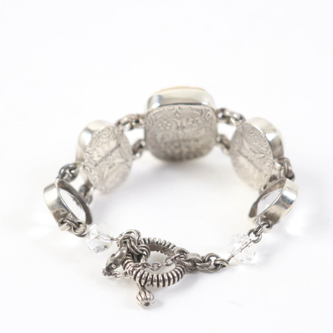 Great STEPHENDWECK bracelet Mother of pearl quartz floral toggle clasp Silver SV925 Women