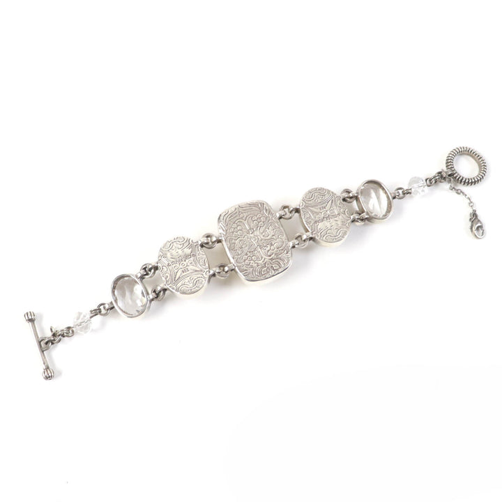 Great STEPHENDWECK bracelet Mother of pearl quartz floral toggle clasp Silver SV925 Women