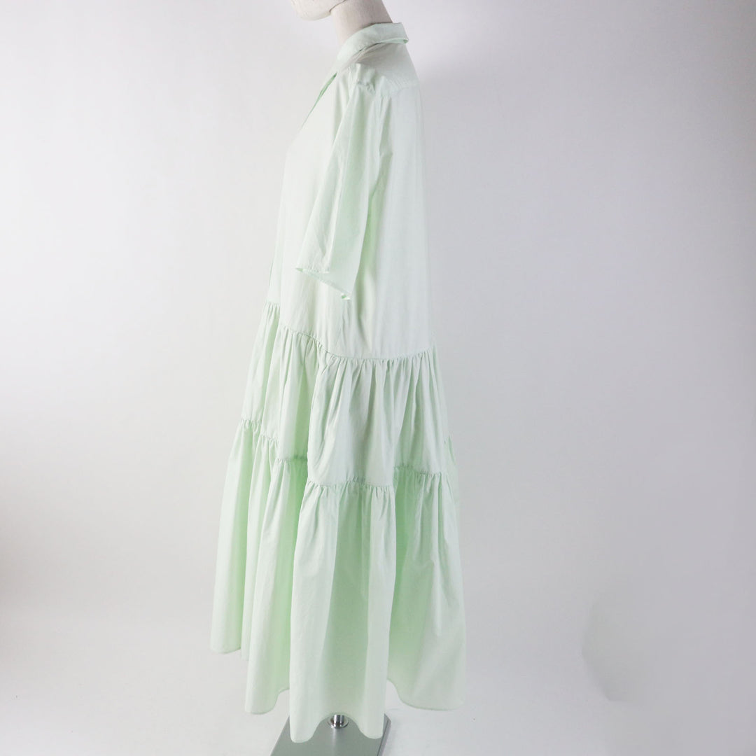 Great CECILIE BAHNSEN one piece PRIMEROSE DRESS flare Light green 6 RTW0064