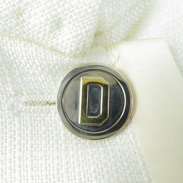 Pristine DOLCE&GABBANA Jacket Logo button and sleeve stones Ivory Rayon Women 40