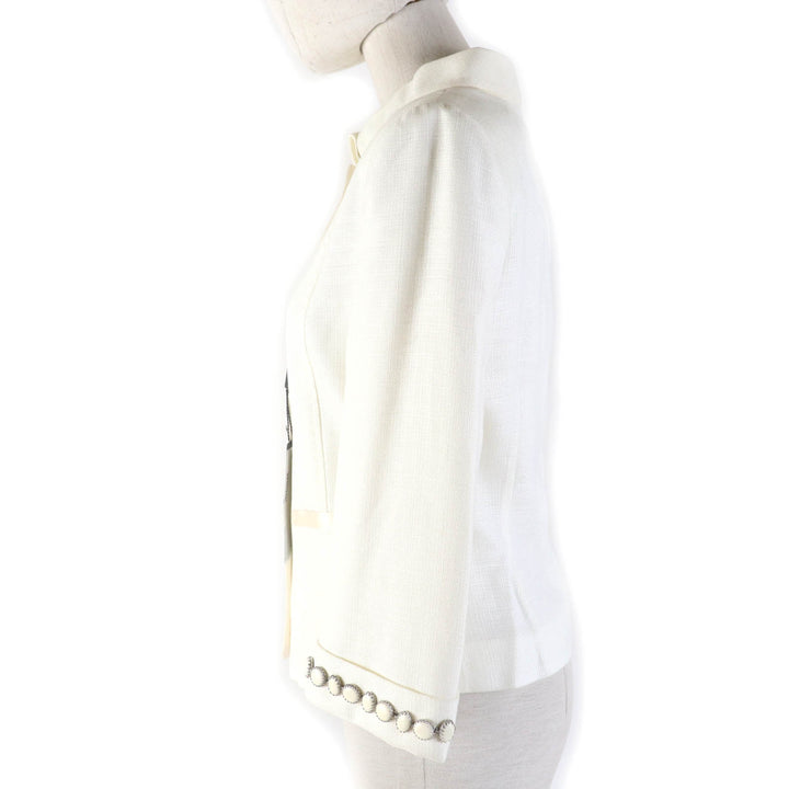 Pristine DOLCE&GABBANA Jacket Logo button and sleeve stones Ivory Rayon Women 40