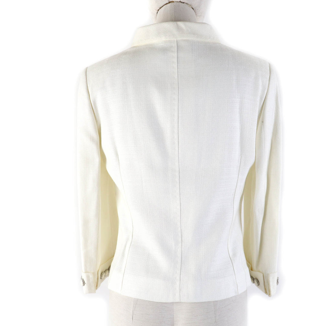 Pristine DOLCE&GABBANA Jacket Logo button and sleeve stones Ivory Rayon Women 40