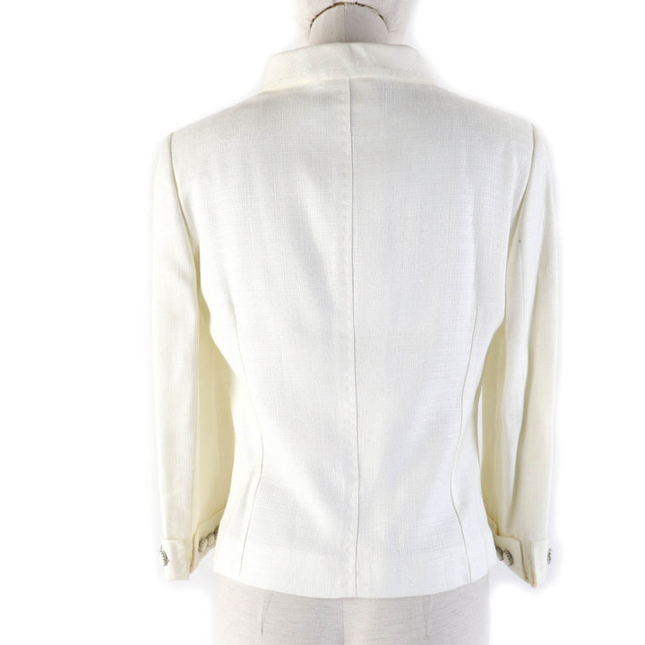 Pristine DOLCE&GABBANA Jacket Logo button and sleeve stones Ivory Rayon Women 40