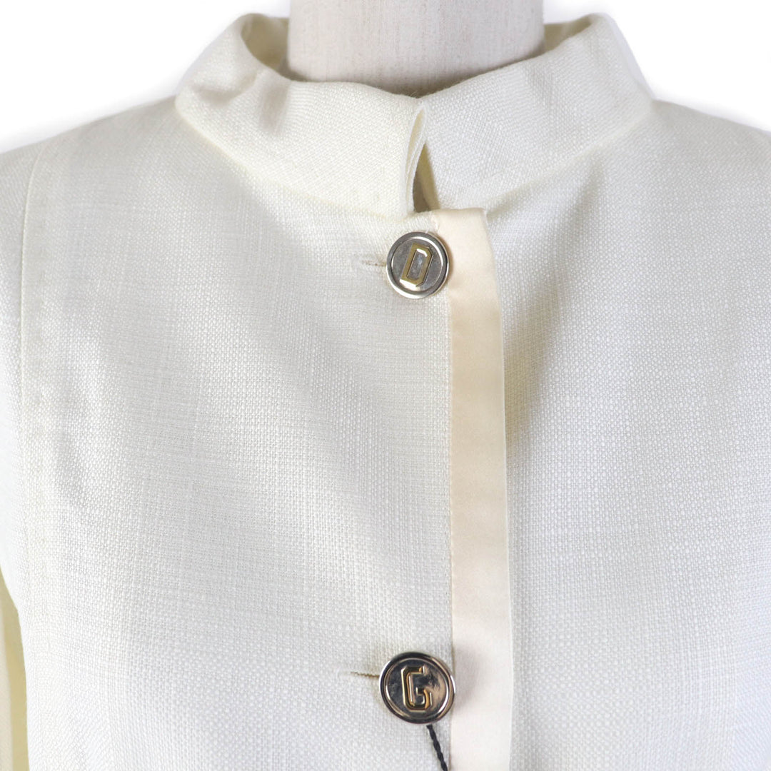 Pristine DOLCE&GABBANA Jacket Logo button and sleeve stones Ivory Rayon Women 40